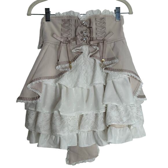 Liz Lisa Kawaii mini skirt steampunk pastel goth J Fashion pink tiered ruffles - Picture 1 of 7